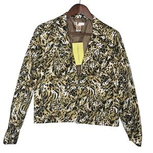 Transitions Leopard Print Open Cropped Lined Jacket Women’s Size Medium